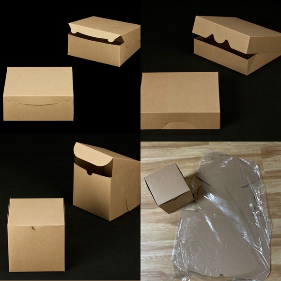 Brown Bakery Boxes Cake Gift Cupcake Pastry Cookies Packaging Multiple Sizes - Picture 1 of 7